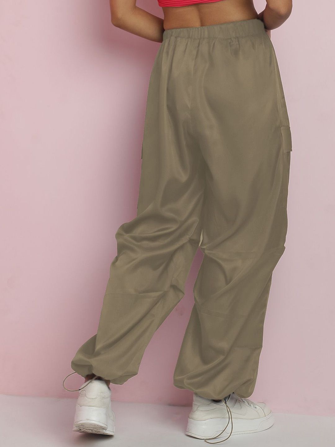 Kotty Women Straight Fit High-Rise Easy Wash Parachute Trousers