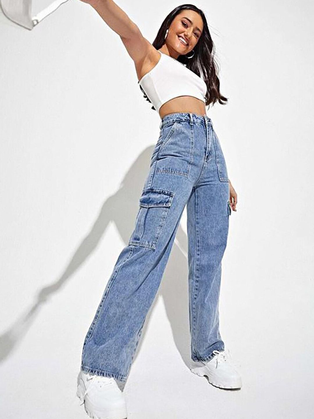 Kotty Women Blue Jean Straight Fit High-Rise Stretchable Jeans