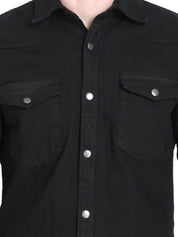 Kotty Men Black Solid Lightweight Denim Jacket