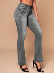 Kotty Women Grey Jean Bootcut Heavy Fade Clean Look Stretchable Jeans