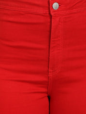 Kotty Women Red Skinny Fit High-Rise Clean Look Stretchable Jeans