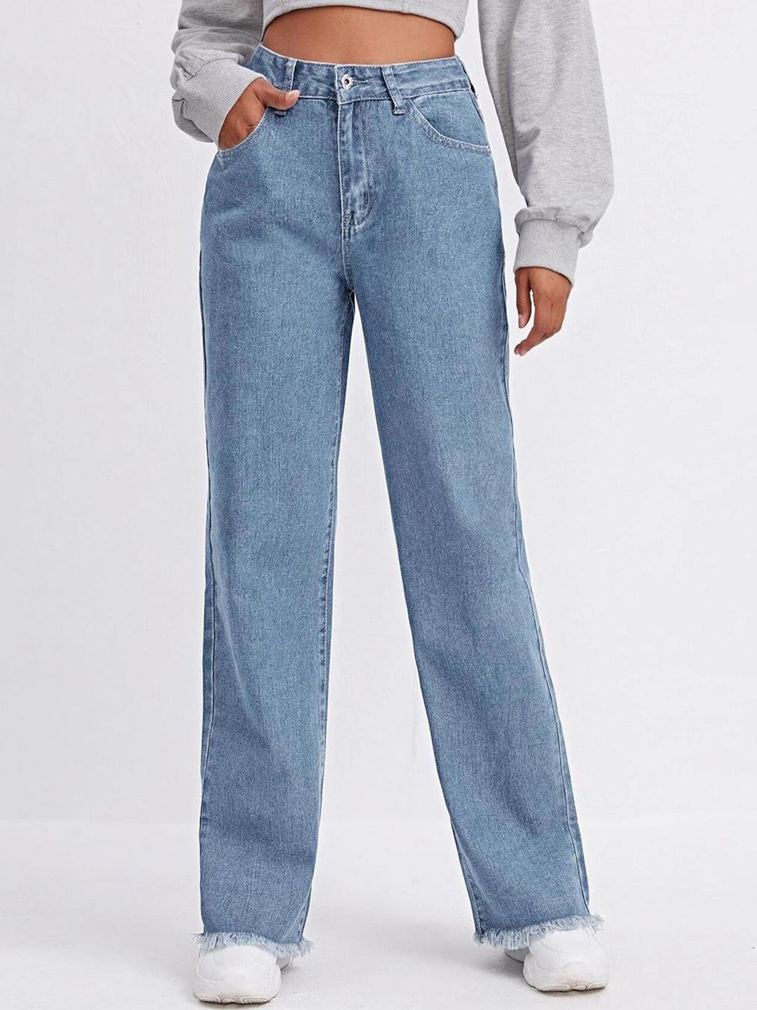 Kotty Women Blue Jean Straight Fit High-Rise Stretchable Jeans