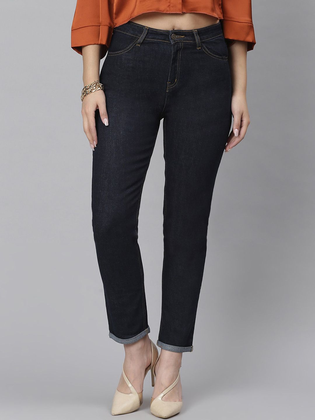 Kotty Women Blue Slim Fit High-Rise Clean Look Jeans