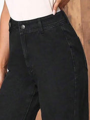 Kotty Black Women Jean Straight Fit High-Rise Clean Look Stretchable Jeans