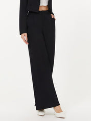 KOTTY BIZwear Basics Women Relaxed Straight Leg Straight Fit High-Rise Easy Wash Pleated Trousers