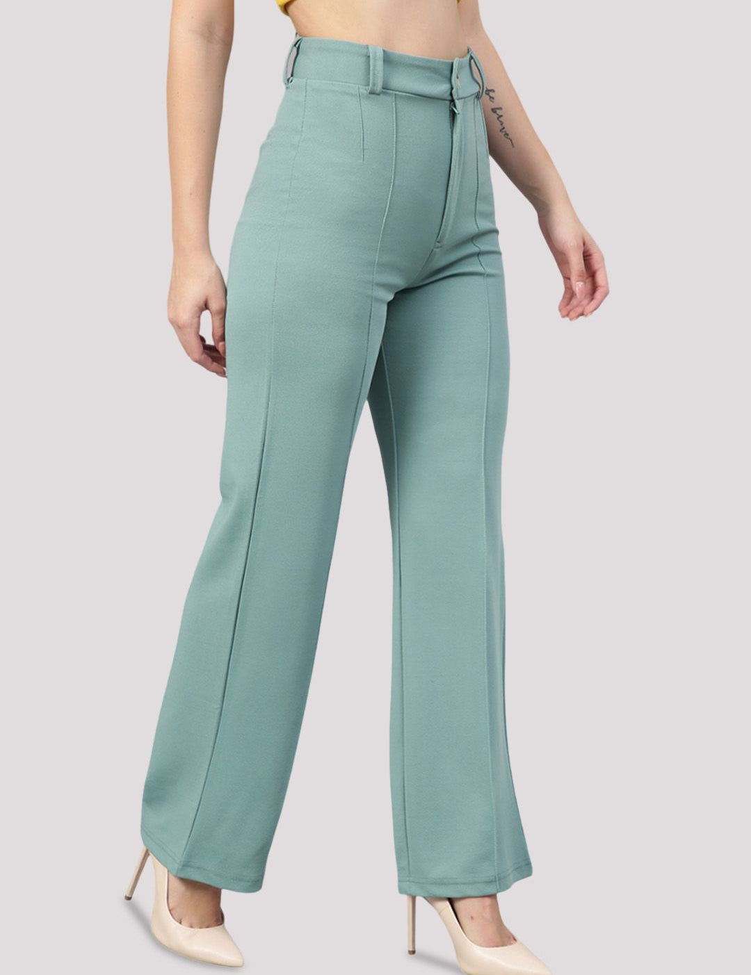 KOTTY BIZwear Women Relaxed Straight Leg Straight Fit High-Rise Easy Wash Trousers