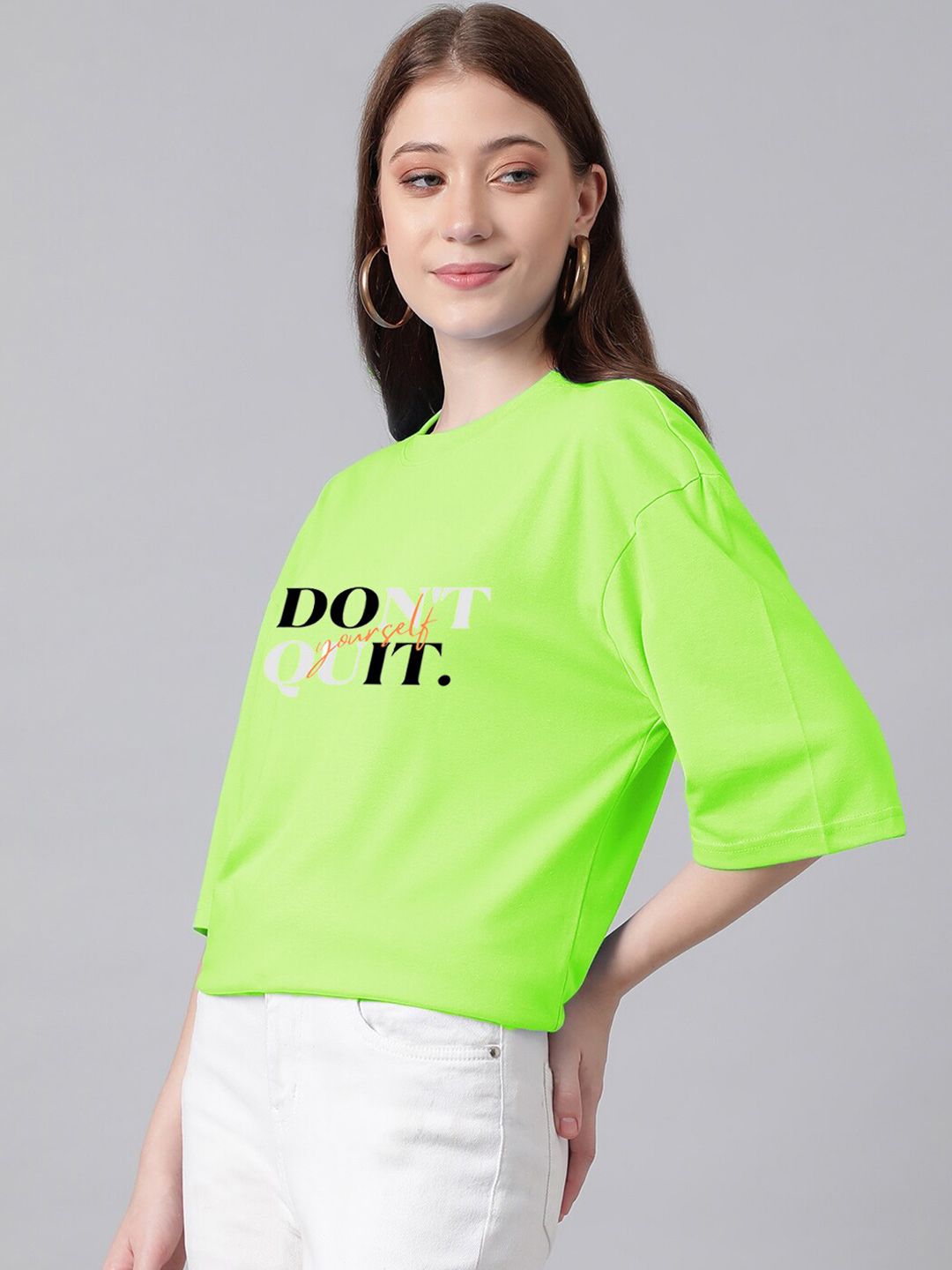 KOTTY Basics Typography Printed Oversized T-shirt