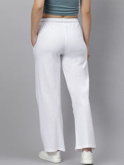 Kotty Women White Solid Straight-Fit Track Pants