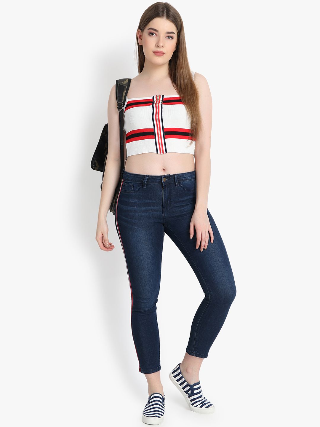 Kotty Women Blue Skinny Fit High-Rise Clean Look Cropped Jeans