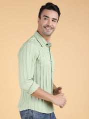 Kotty Men Relaxed Spread Collar Textured Cotton Casual Shirt