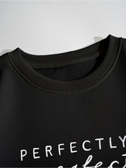 Kotty Typography Printed Round Neck Fleece Pullover Sweatshirt