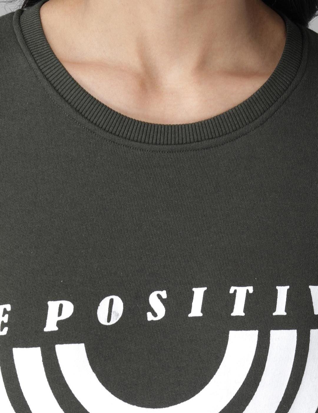 Kotty Women Olive Green Printed Sweatshirt