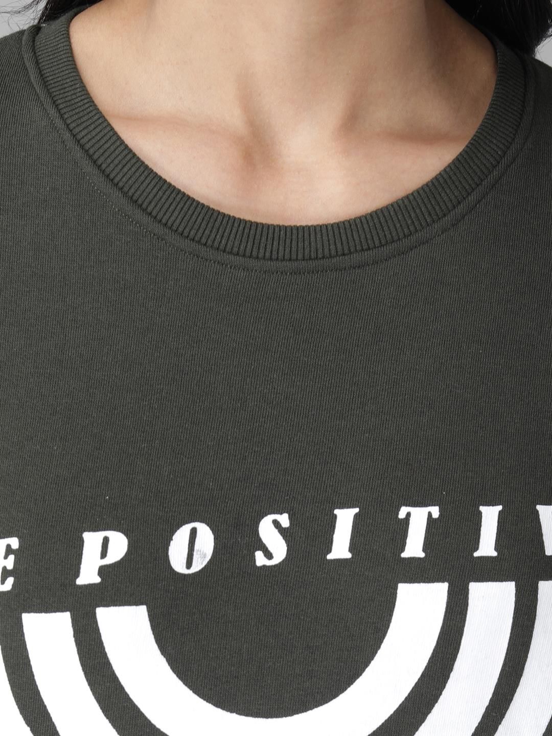 Kotty Women Olive Green Printed Sweatshirt