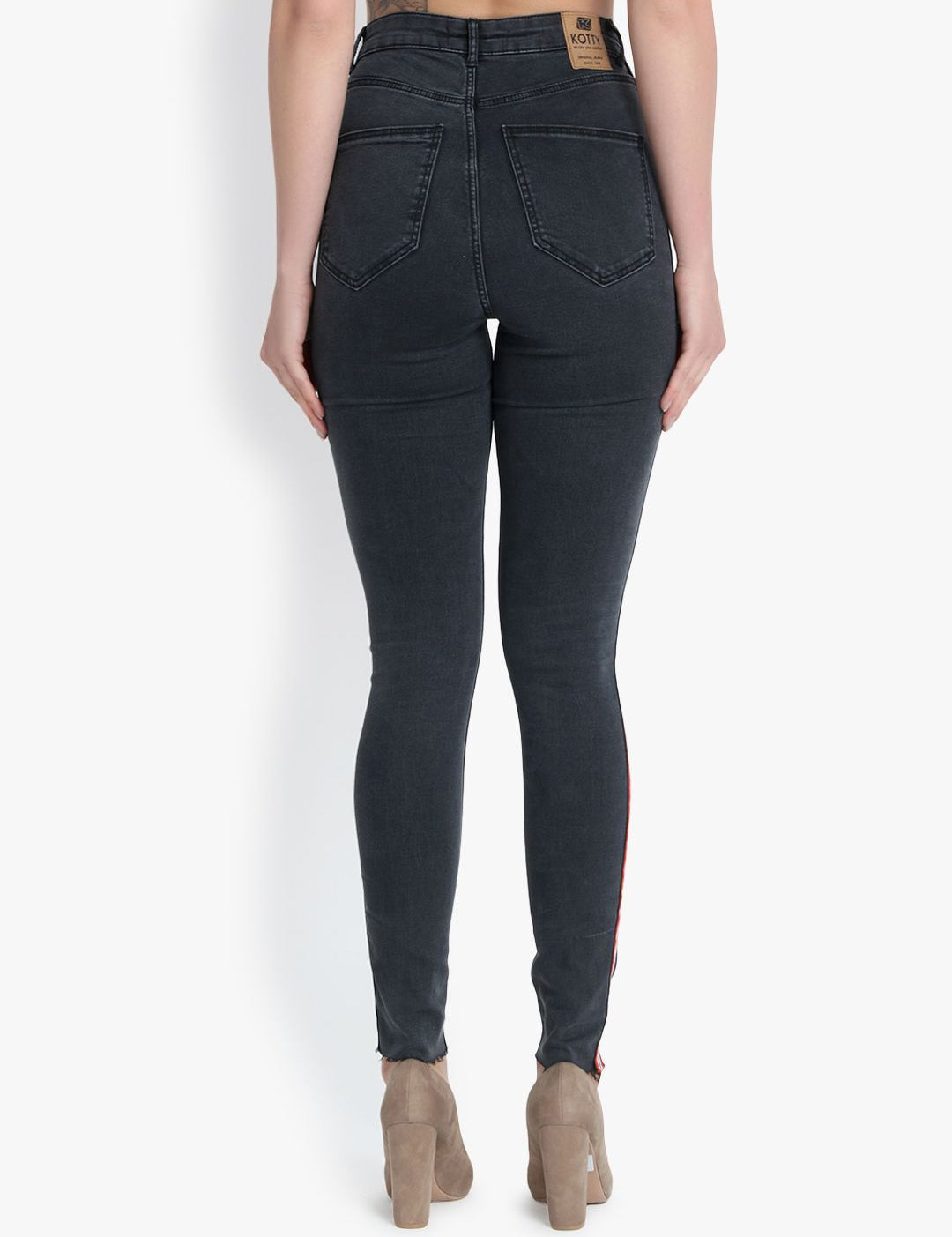 Kotty Women Navy Blue Skinny Fit High-Rise Slash Knee Jeans