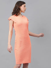 KOTTY Basics Self Design Extended Sleeves Straight Sheath Dress