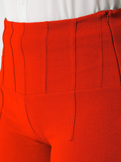 Kotty Women Orange Relaxed Straight Fit High-Rise Easy Wash Pleated Trousers