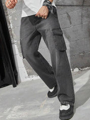 Kotty Men Jean Low-Rise Clean Look Light Fade Stretchable Cargo Jeans