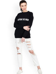 Kotty Women Black Printed Sweatshirt