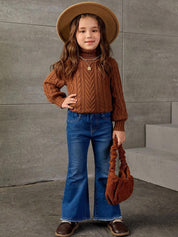 Kotty Girls Blue Jean Fit Bootcut Light Fade Stretchable Jeans