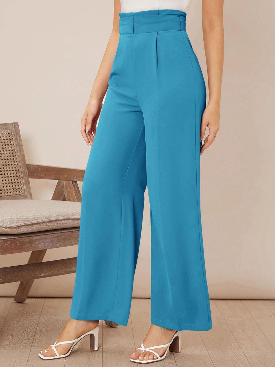 Kotty Women High-Rise Wide Leg Pleated Formal Trousers