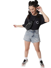 Kotty Women Graphic Printed Round Neck  Oversized T-shirt