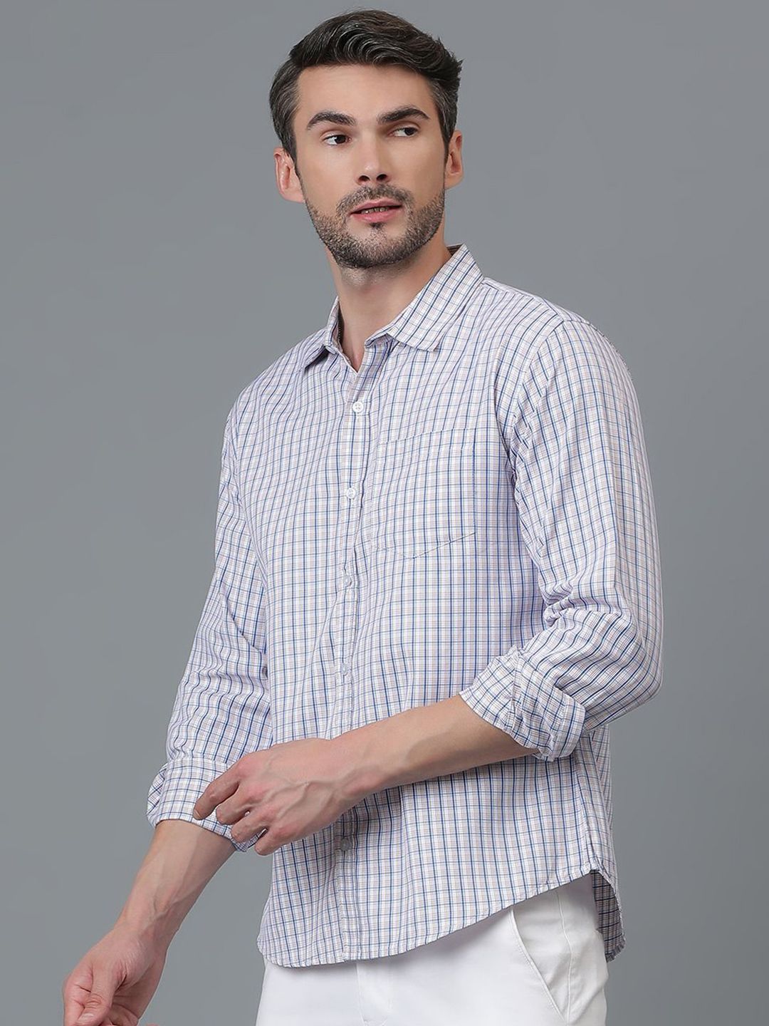 Kotty New Checked Spread Collar Casual Shirt
