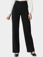 Kotty Women Relaxed Straight Leg Straight Fit High-Rise Easy Wash Trousers