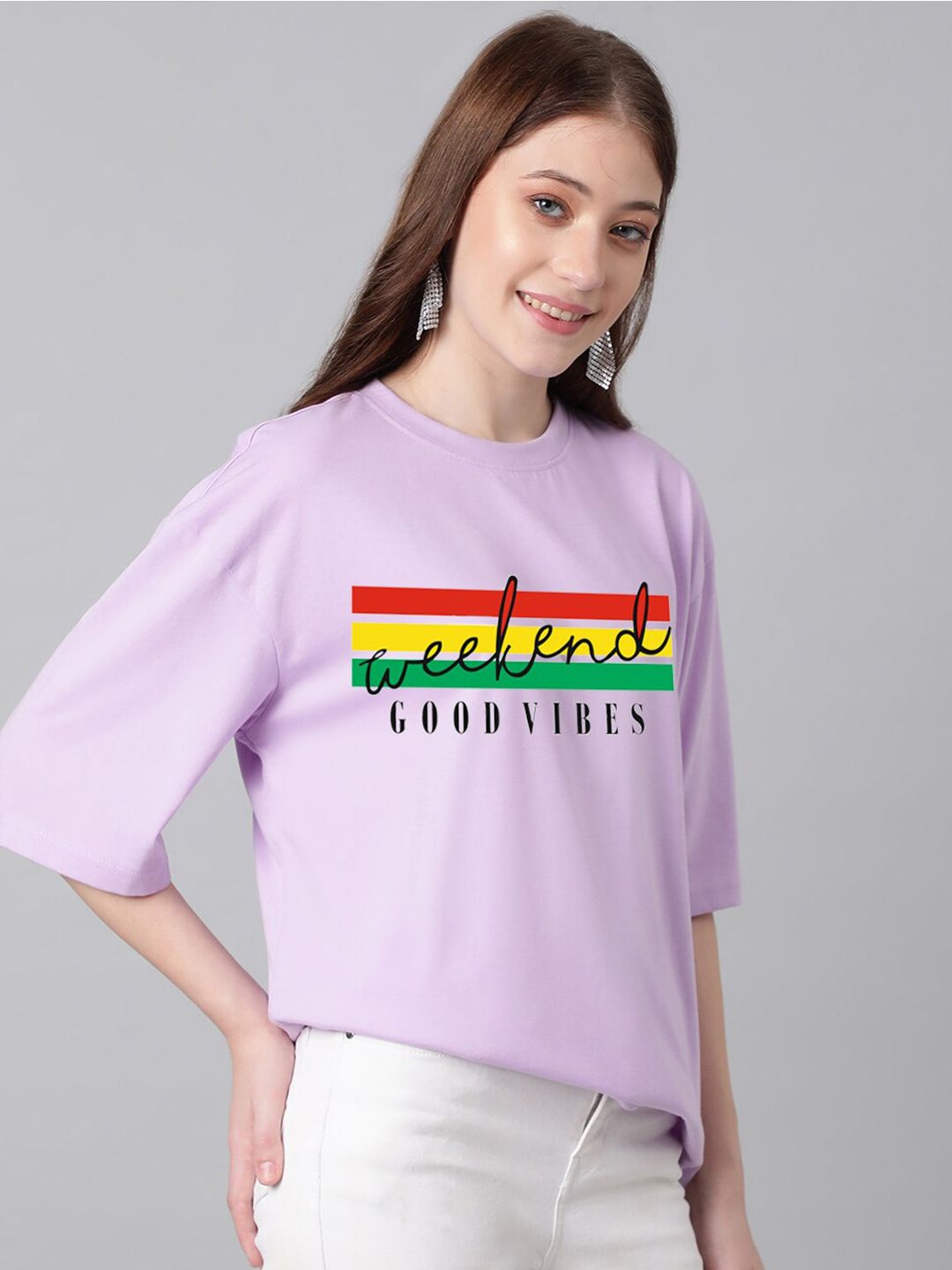 KOTTY Basics Typography Printed Oversized T-shirt