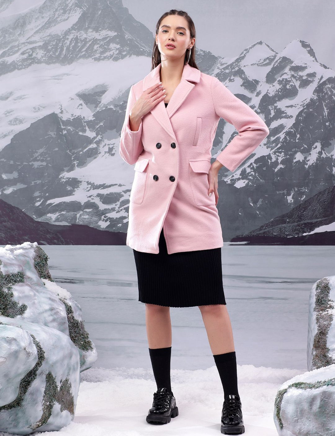 Kotty Notched Lapel Double-Breasted Overcoat