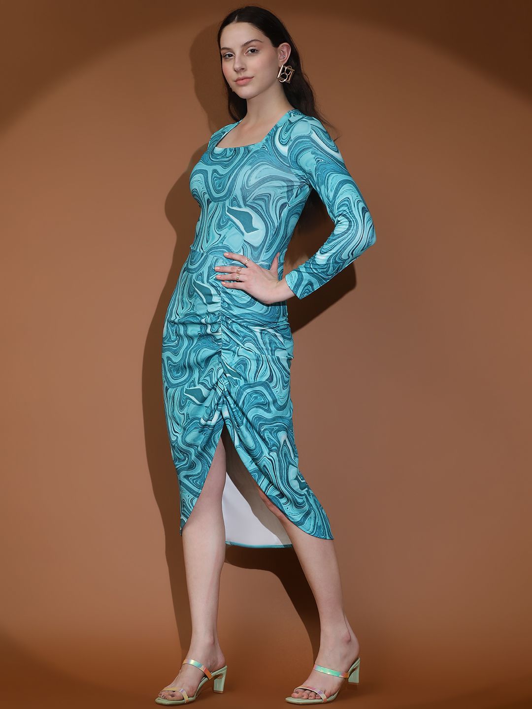 Kotty Abstract Printed Sheath Midi Dress