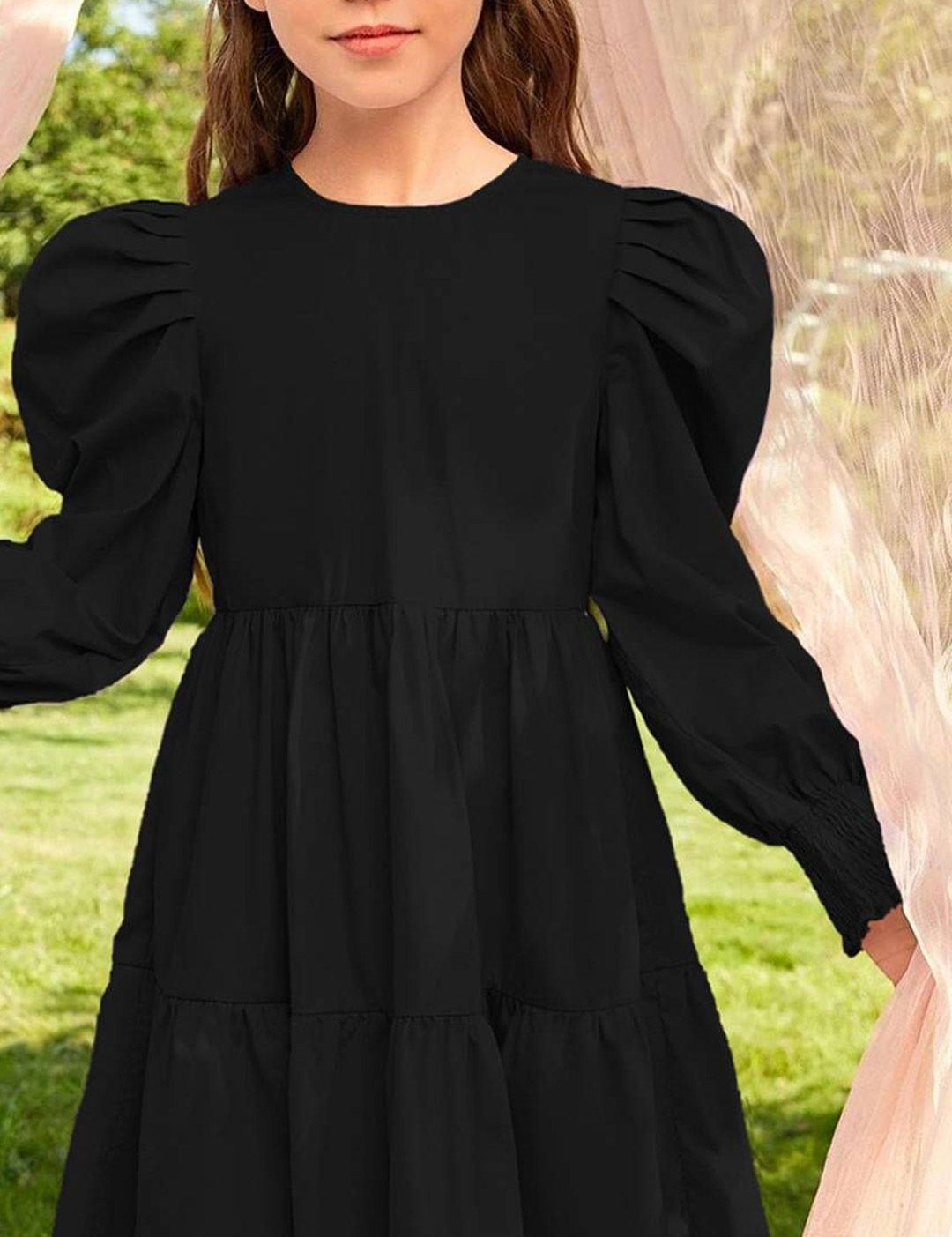 Kotty Girls Puff Sleeves Fit & Flare Dress