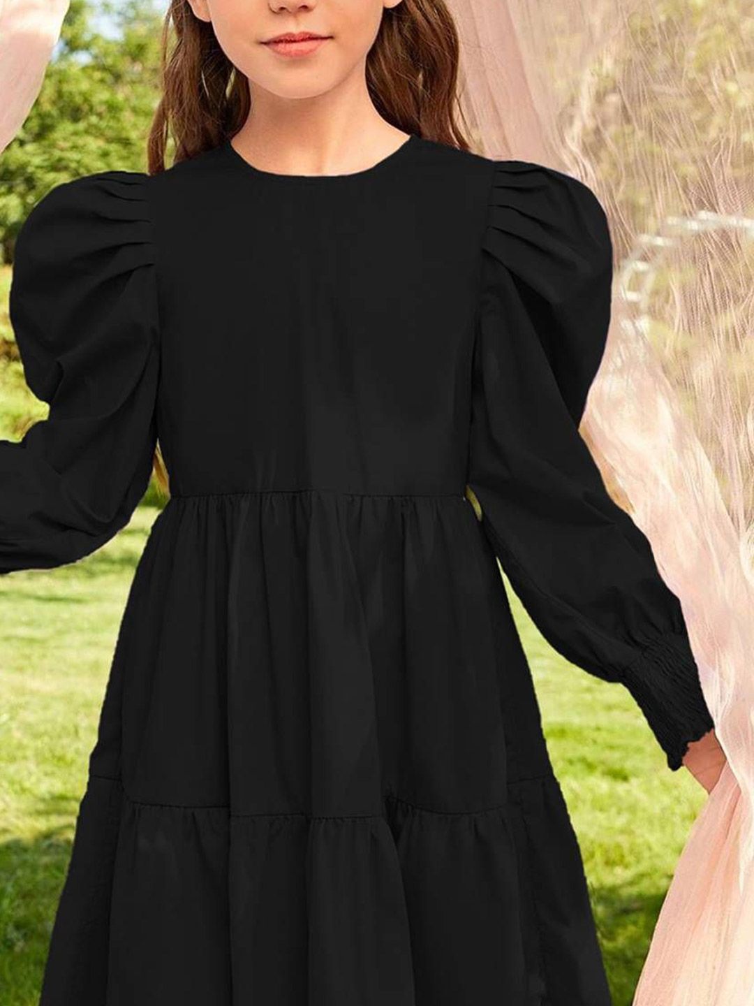 Kotty Girls Puff Sleeves Fit & Flare Dress