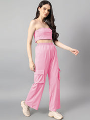 Kotty Pink Off-Shoulder Top With Trouser 