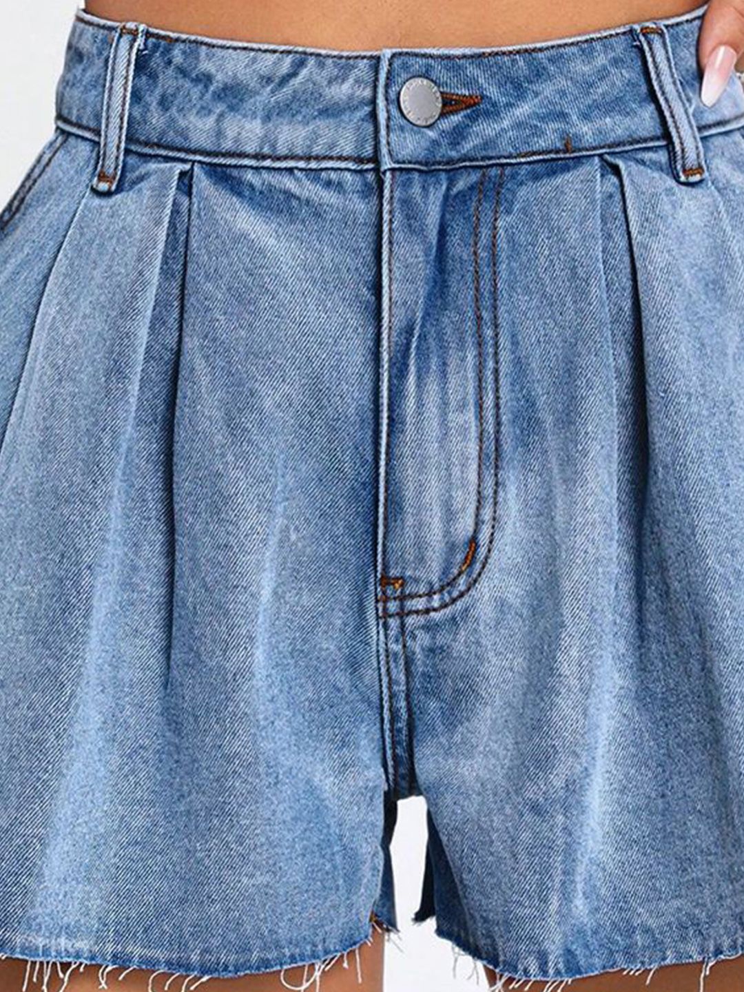 Kotty Women Solid High-Rise Denim Shorts