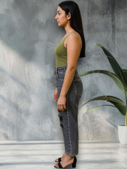 Kotty Women Straight Fit High-Rise Highly Distressed Light Fade Stretchable Jeans