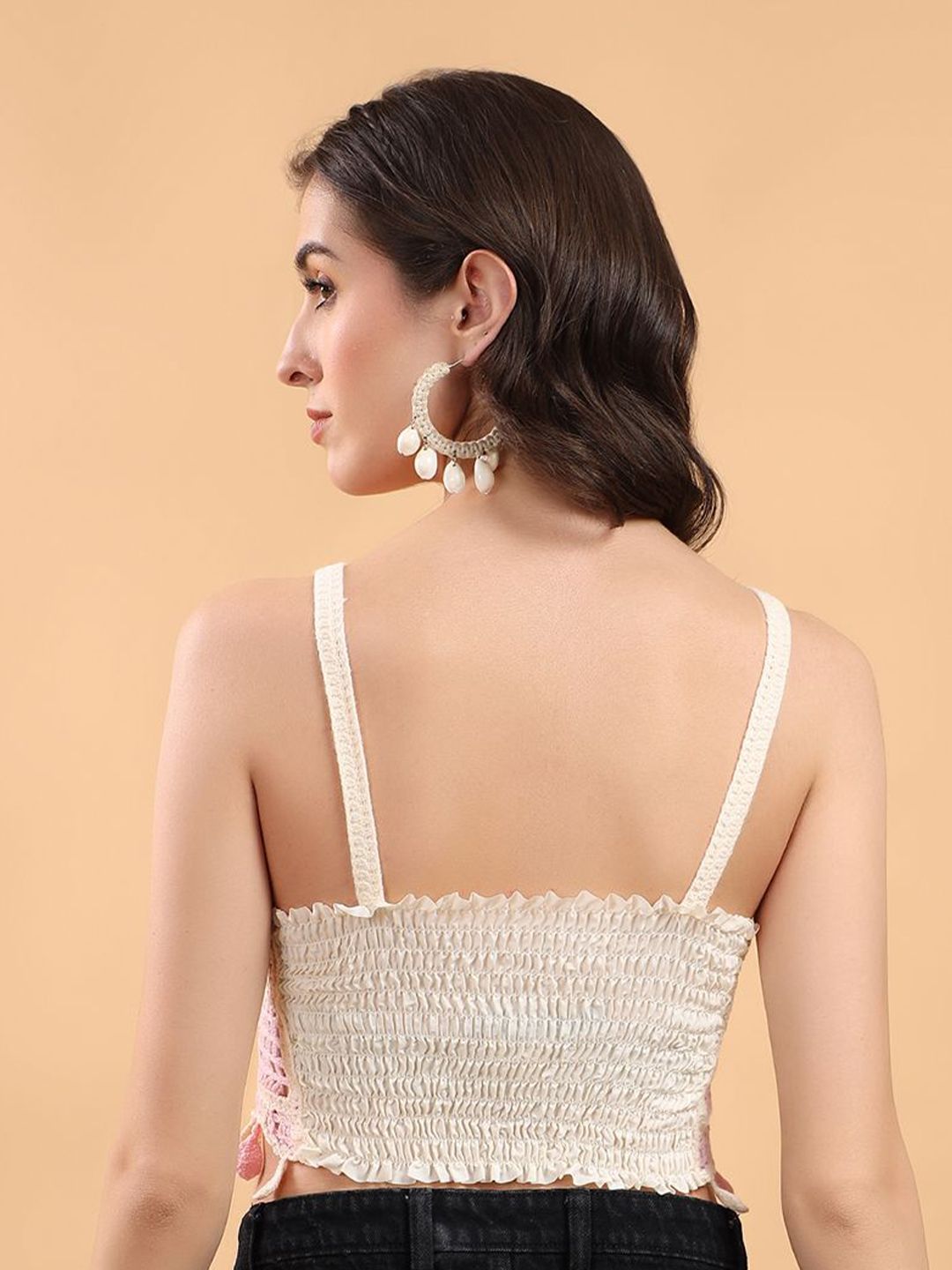 Kotty Embellished Print Cotton Crop Top