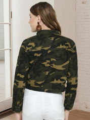 Kotty Women Spread Collar Camouflage Print Jacket