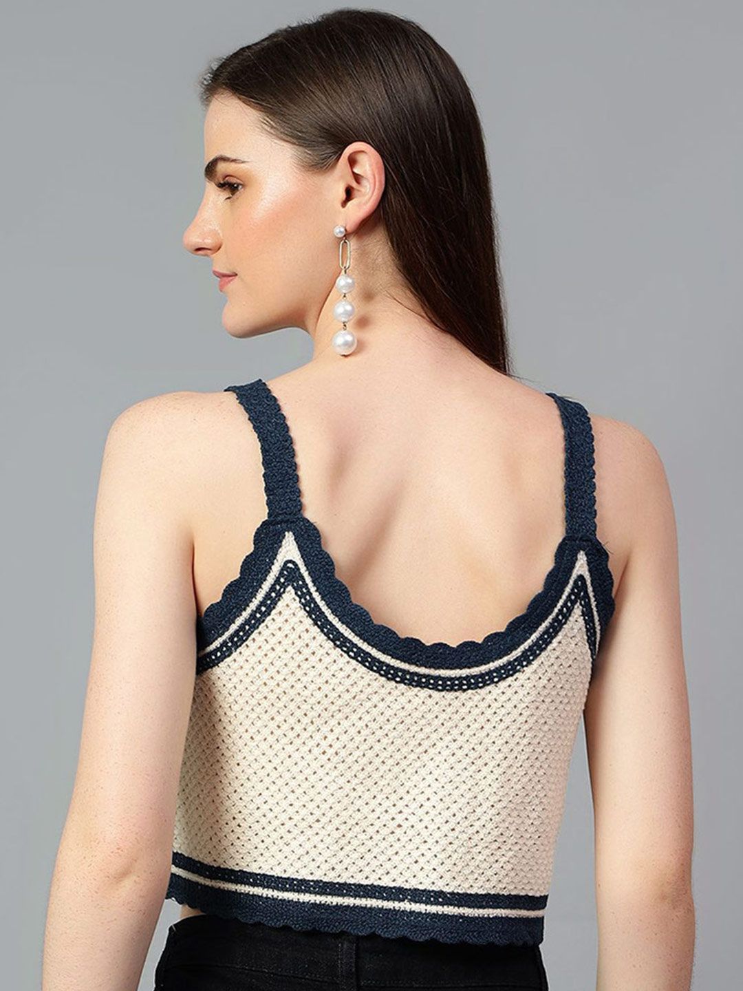 Kotty Women Self Design Scoop Neck Cotton Top