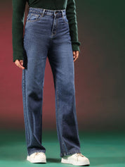 Kotty Women Straight Fit High-Rise Stretchable Cotton Jeans