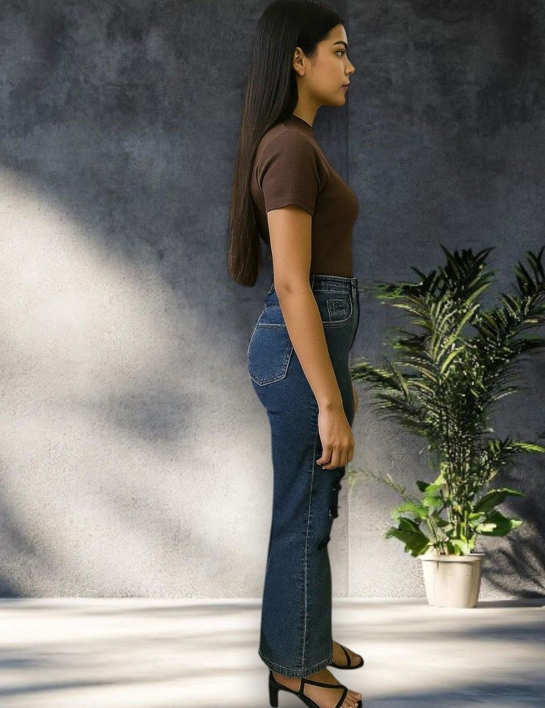 Kotty Women Wide Leg High-Rise Highly Distressed Stretchable Jeans