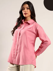 Kotty Women Relaxed Fit Solid Spread Collar Cotton Formal Shirt