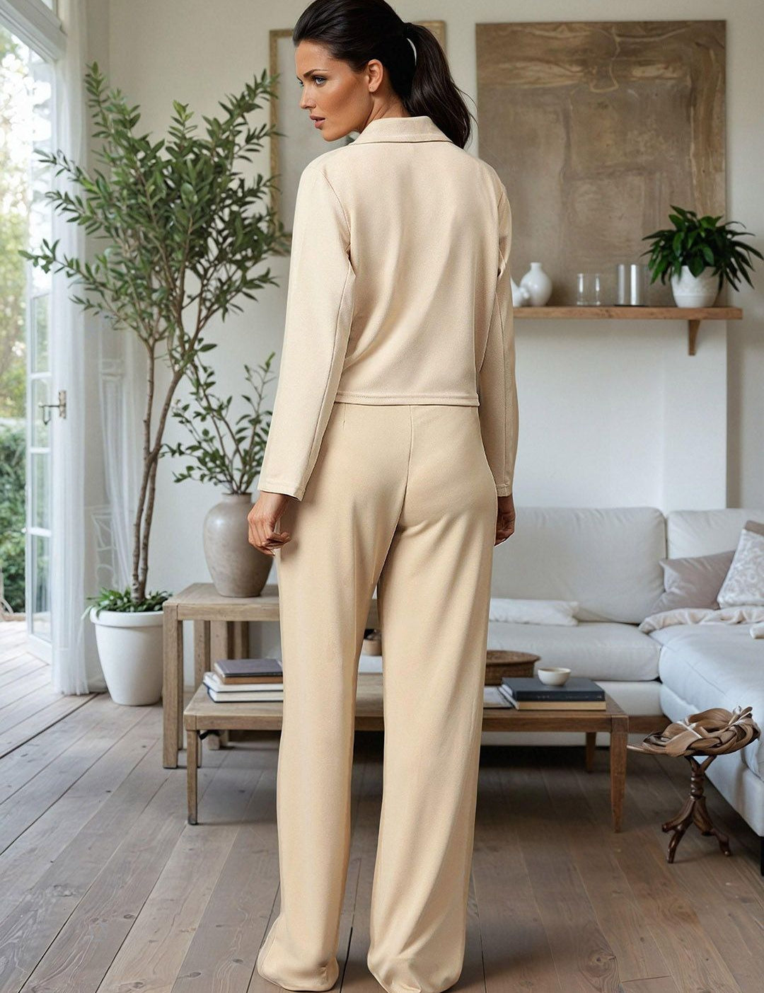 Kotty Lapel Collar Long Sleeves Coat With Trouser 