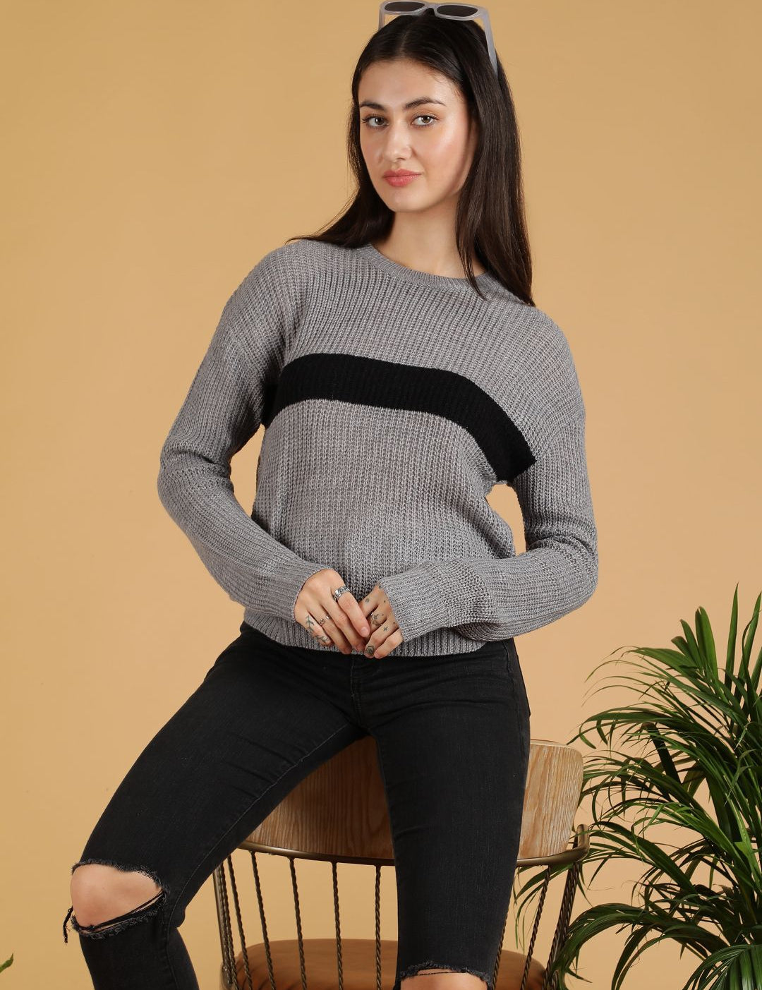 Kotty Women Colourblocked  Cotton Pullover