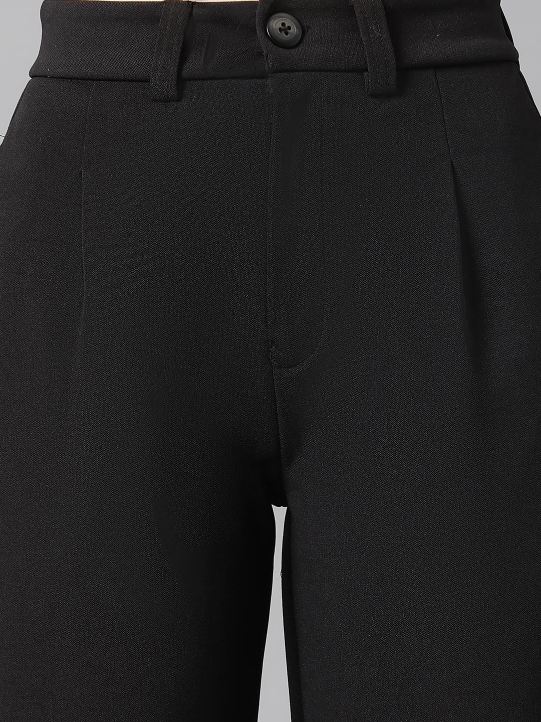 Kotty Women Colourblocked High-Rise Easy Wash Regular Trousers 