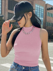 Kotty Women High Neck Sleeveless Fitted Crop Top