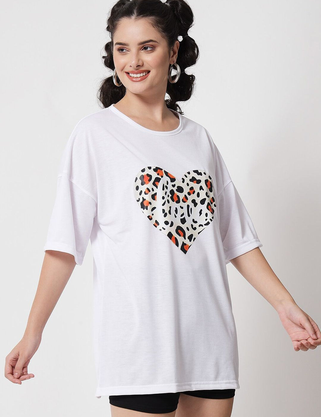 Kotty Animal Printed Loose Cotton T-shirt