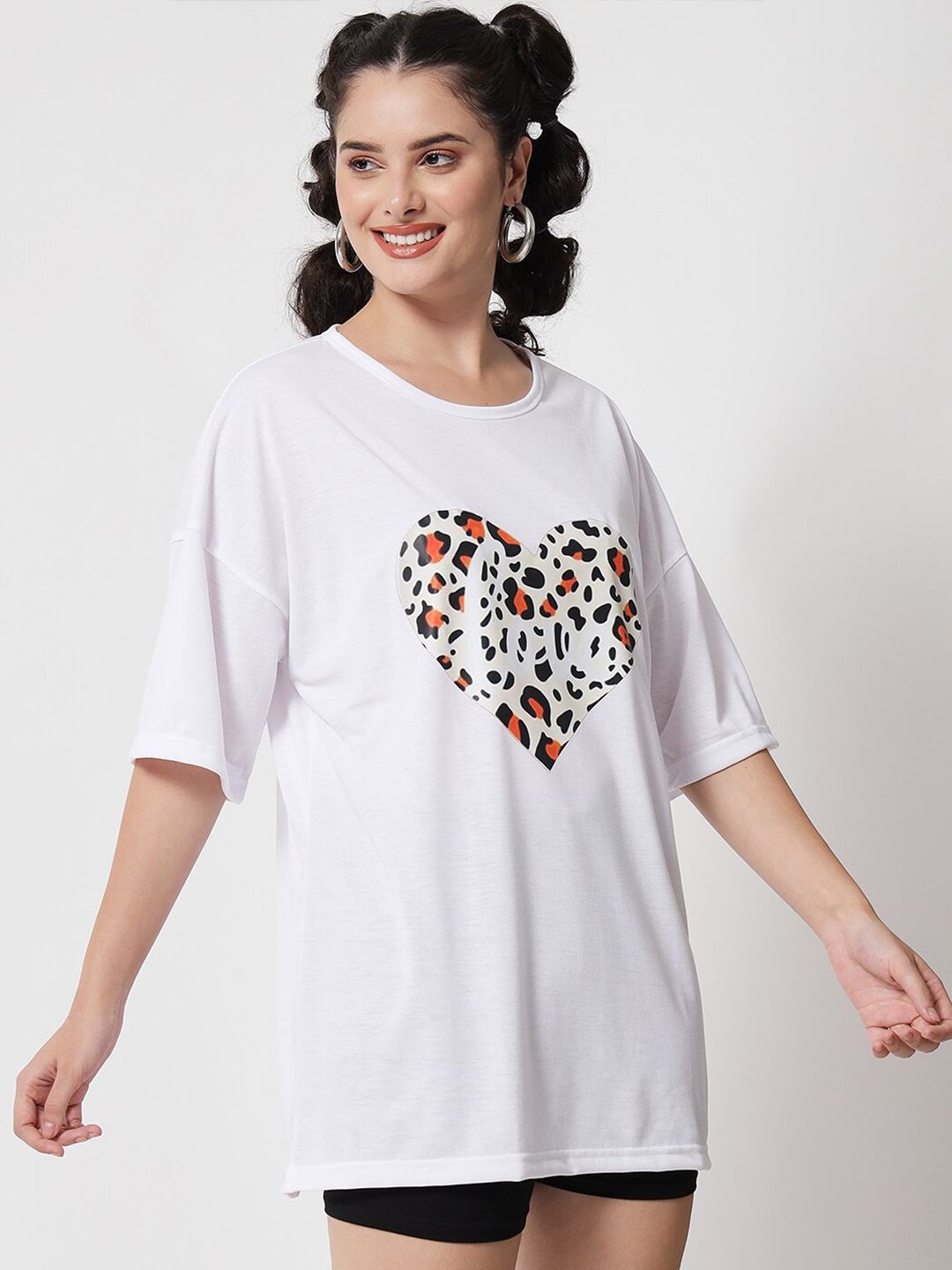 Kotty Animal Printed Loose Cotton T-shirt