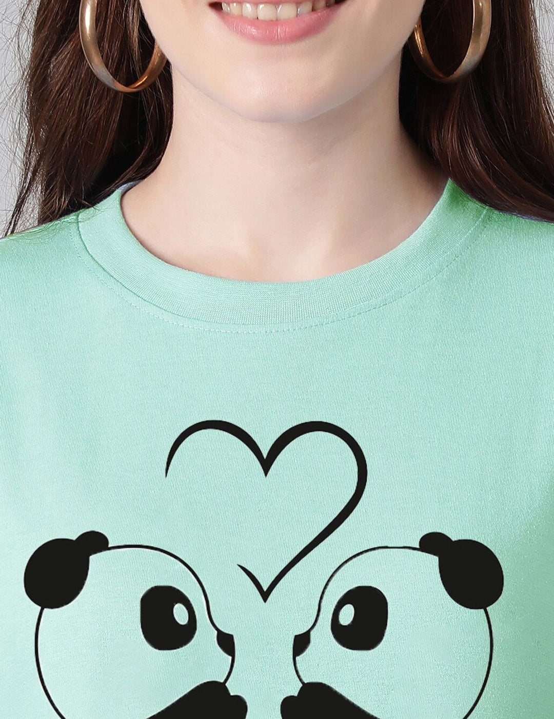 KOTTY Basics Panda Printed Oversized T-shirt