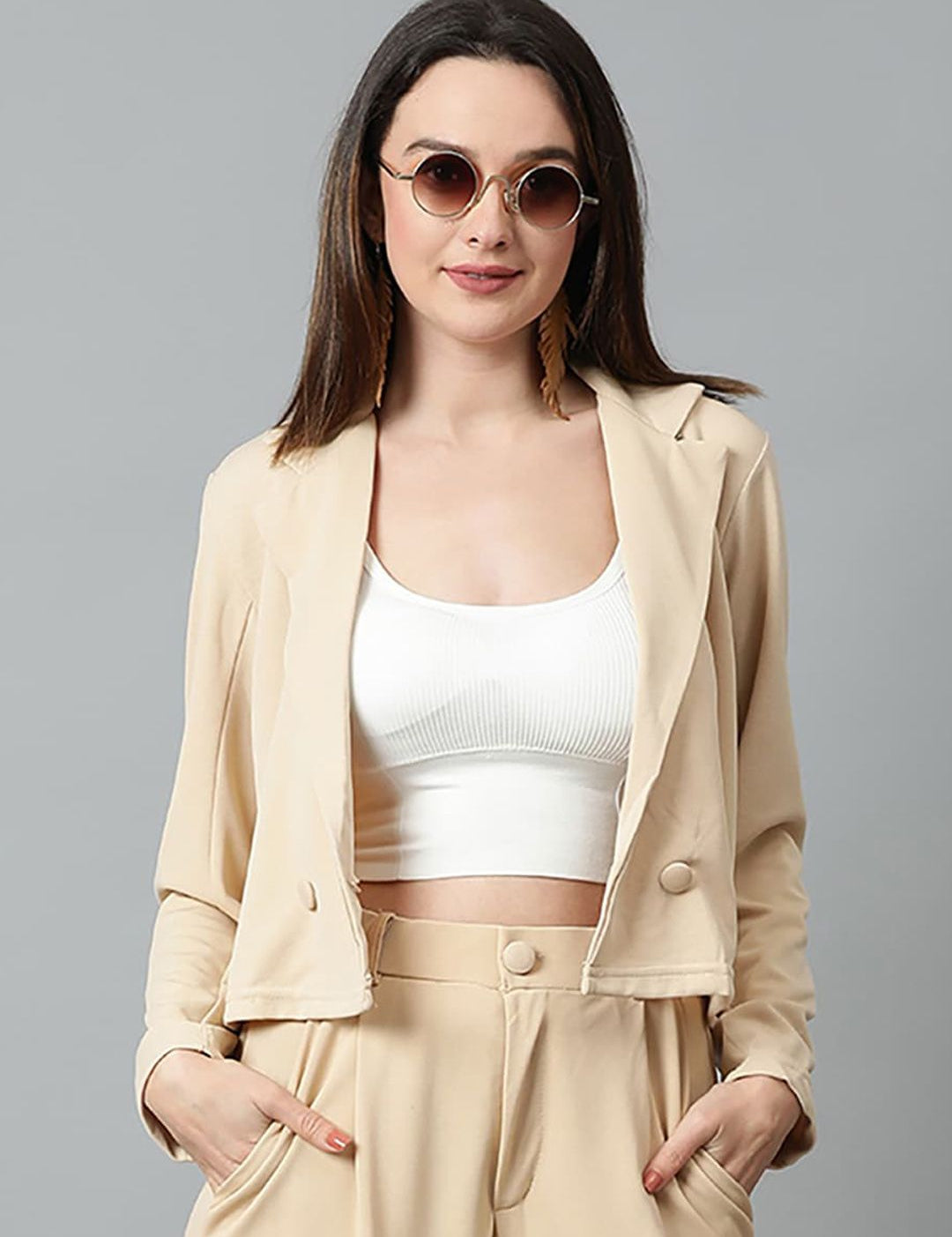 KOTTY BIZwear Basics Double Breasted Crop Blazer