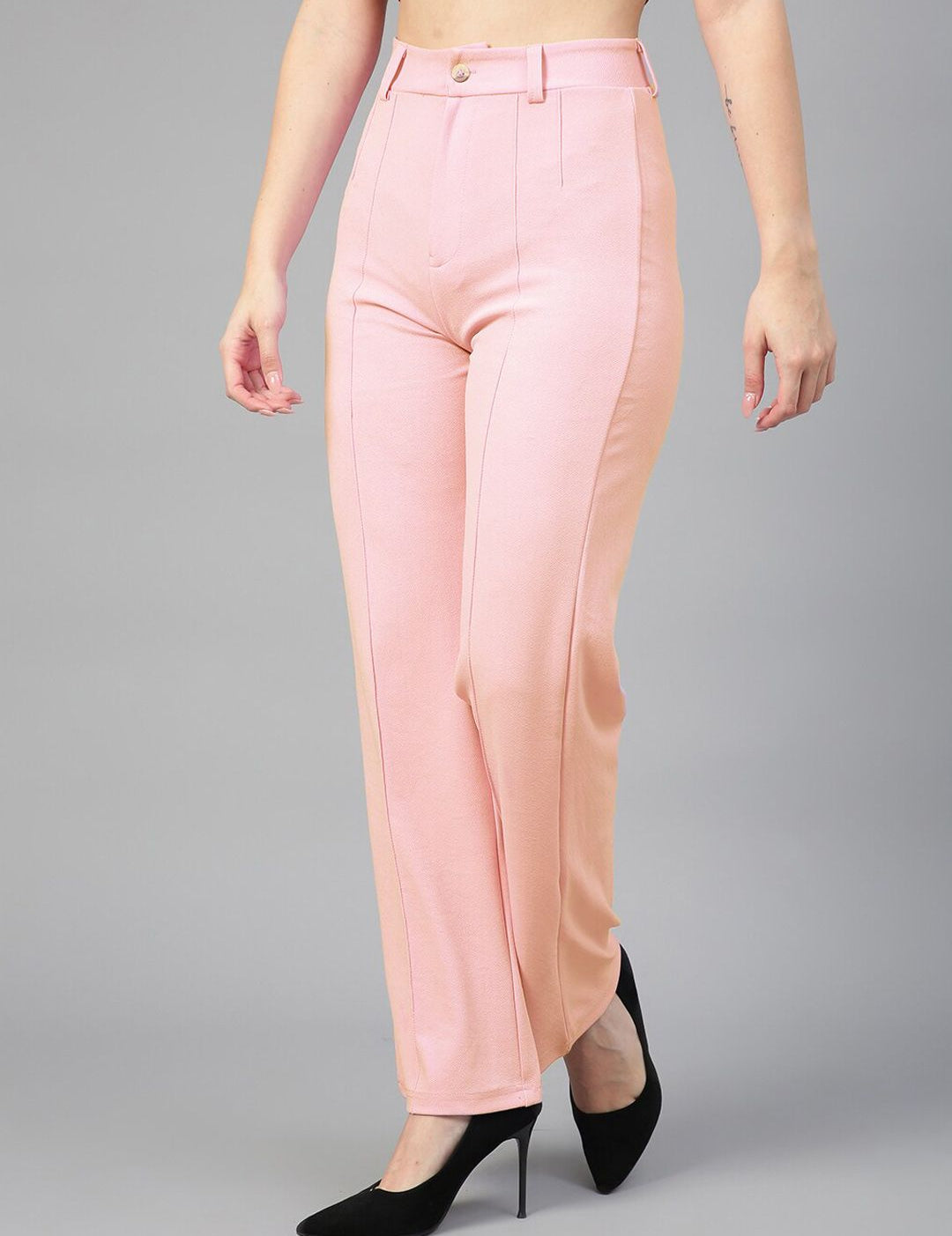 Kotty Women Straight Fit High-Rise Easy Wash Trousers